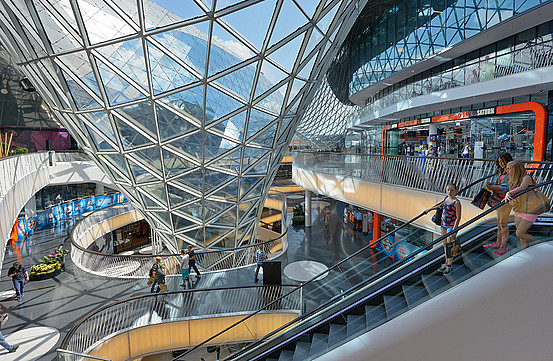 The interior of the Zeil shopping centre in Frankfurt