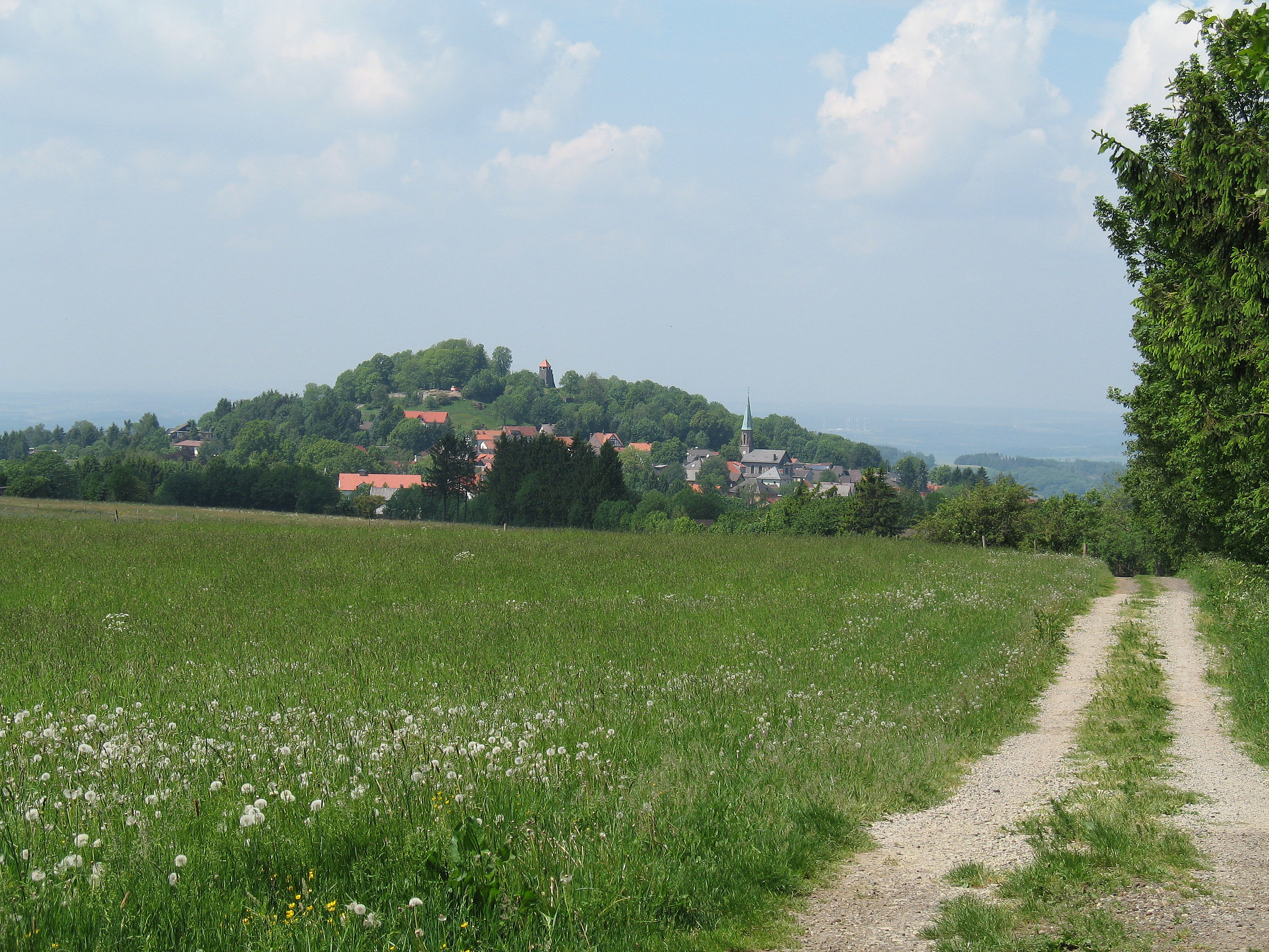 Die Weitblickwanderung führt direkt zum Schlossberg mit der Burgruine von Ulrichstein